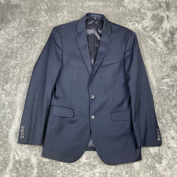 JOS A BANK 1905 Mens 39 Regular Navy Pinstripe Wool Blend Suit Jacket Blazer - Picture 1 of 13
